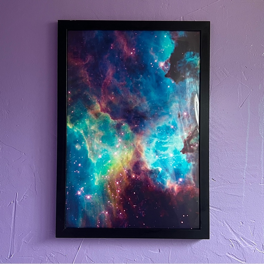 14.25”x20.25” Art Framed Print Space Nebula Sky Star Art Frame Black Wall Art
